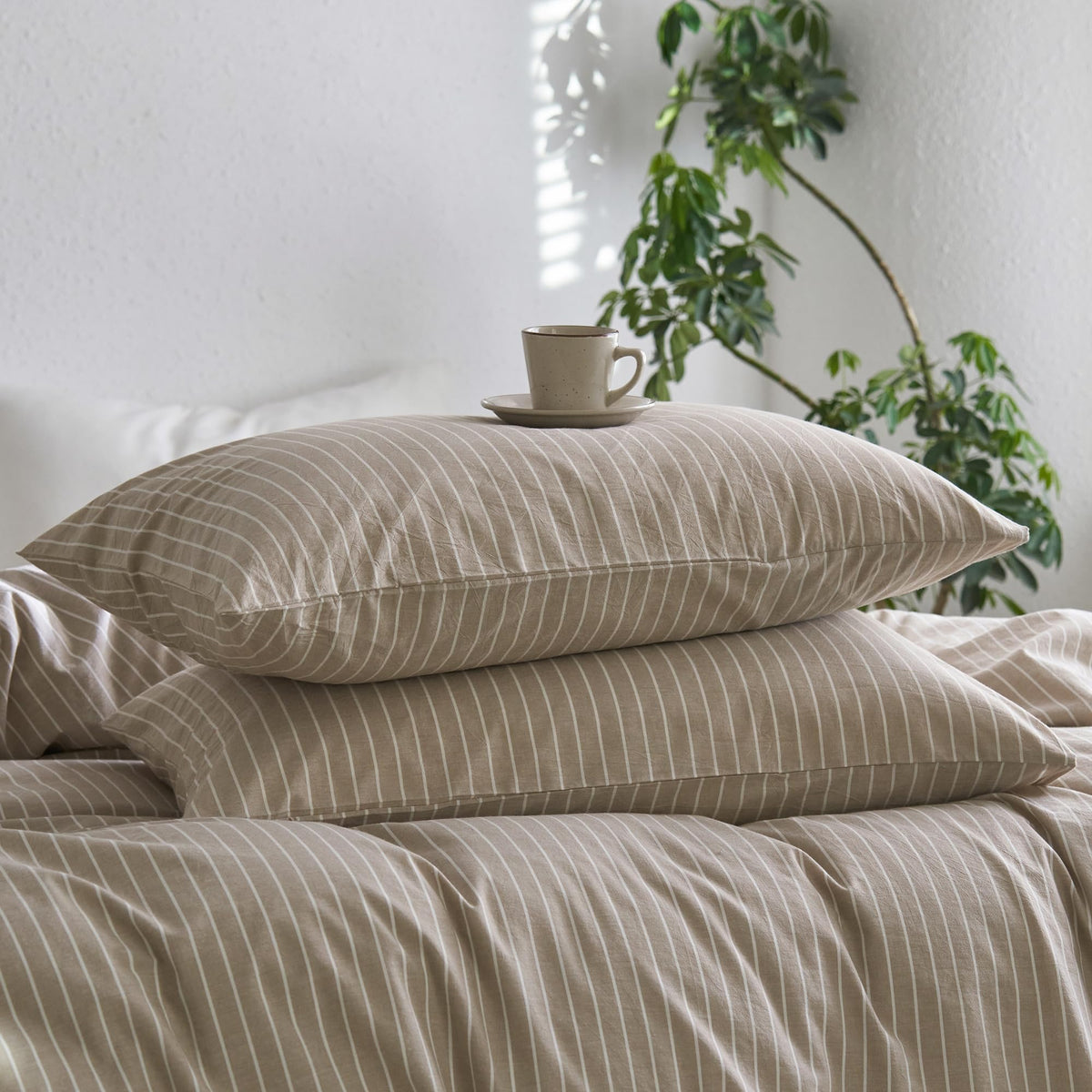 MOOMEE Pillowcase Set of 2 100% Washed Cotton Linen-Like Standard