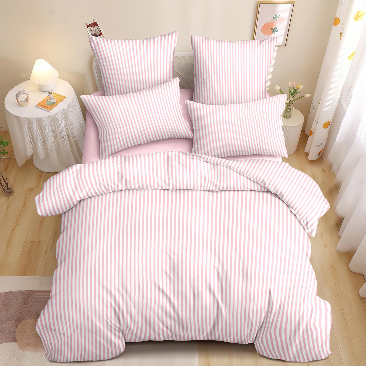 Nayoroom Gingham Duvet Cover Set Queen Brown Tan Plaid Checkered Bedding