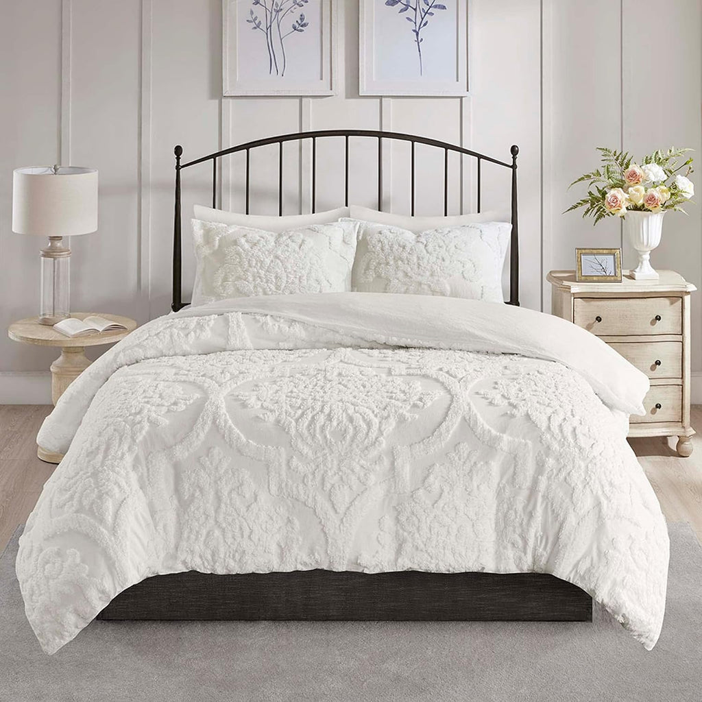 Madison Park Tufted Chenille Cotton Duvet Cover Set, 3PC King/Cal King