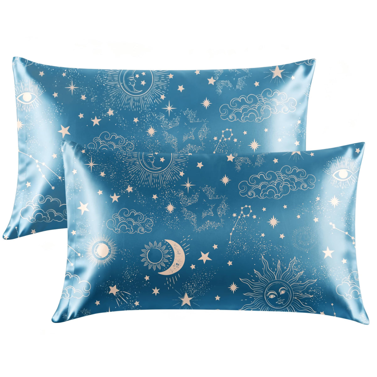 EXQ Home Satin Pillowcase for Hair and Skin Queen - Printed Black Sun