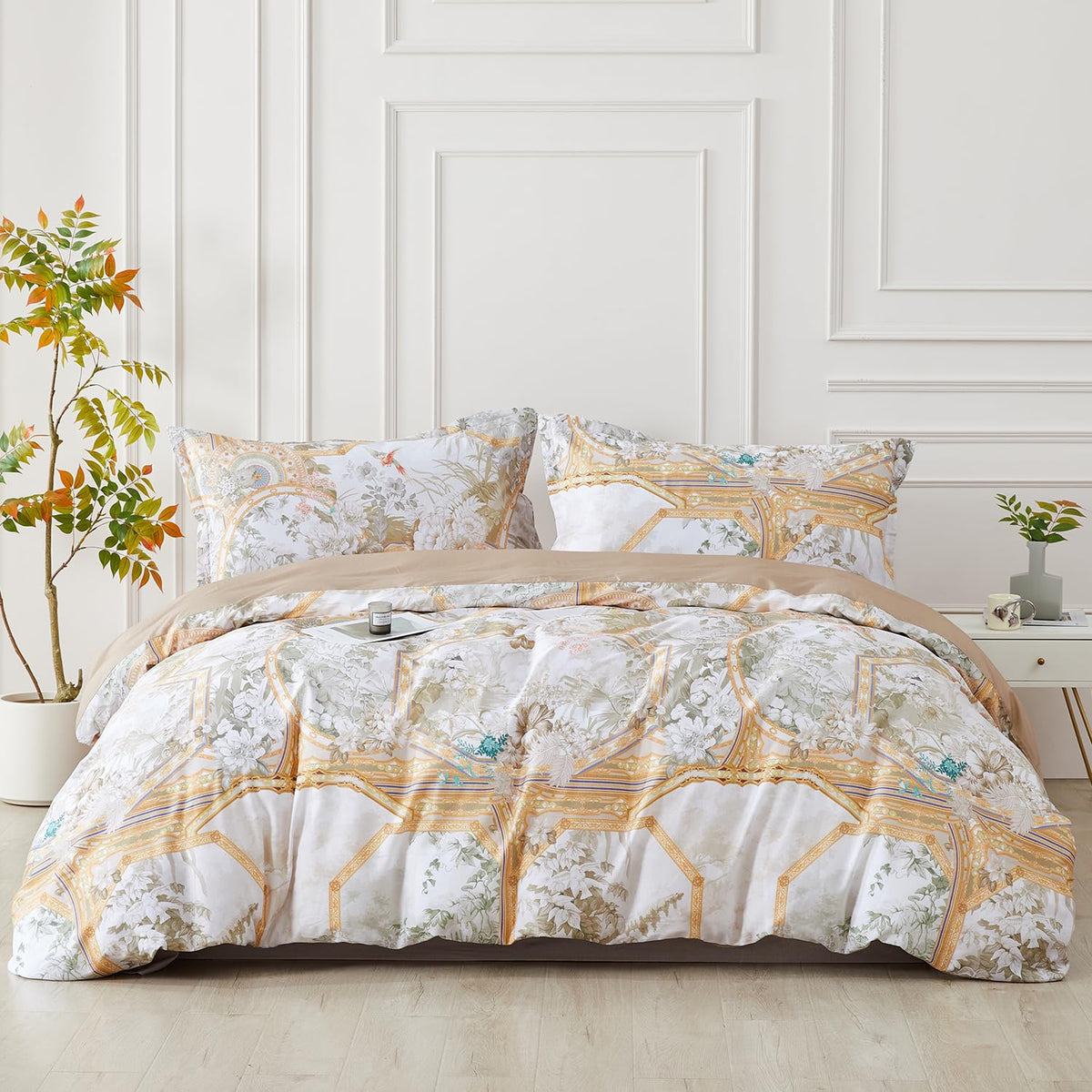 Duvet Cover Set King Size 100% Organic Cotton Pirate Black, SAPHREAS 3 Pcs Soft Bedding Comforter Cover with Zipper Closure & Corner Ties, Comforter Not Included