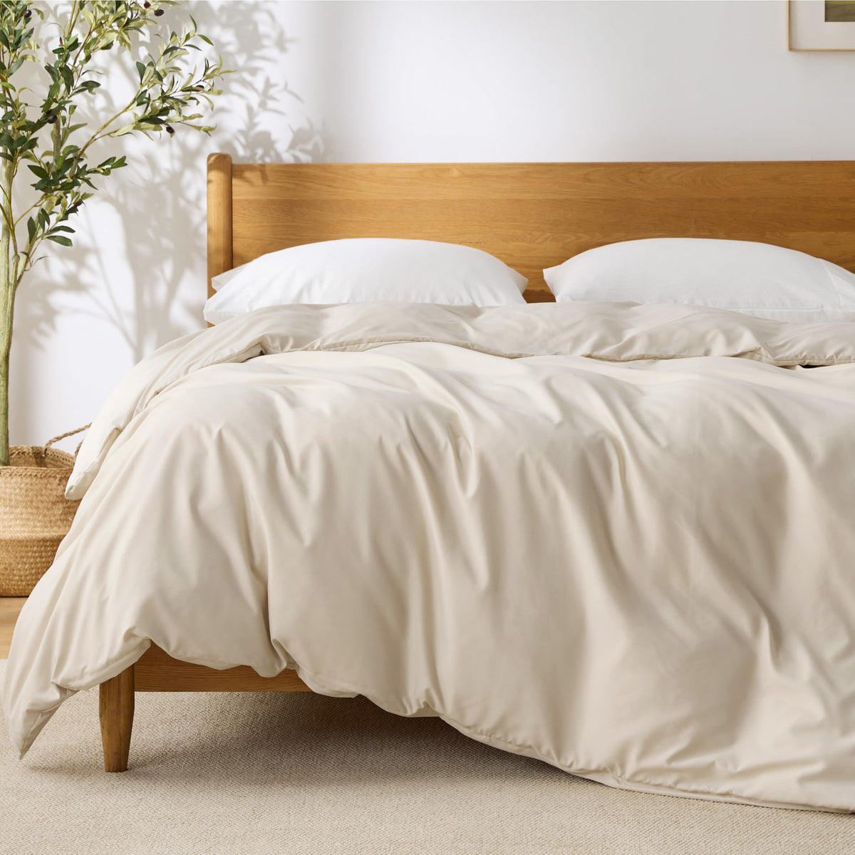 Bedsure Duvet Cover Queen Size, Double Brushed Bedding Set, Olive Green