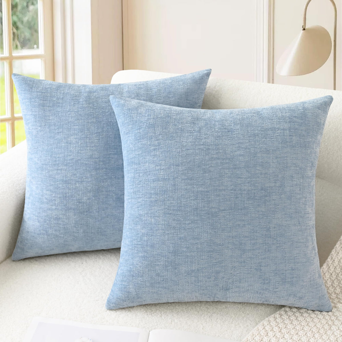 CaliTime Decorative Couch Throw Pillow Covers 18 X 18 Inches Navy Blue
