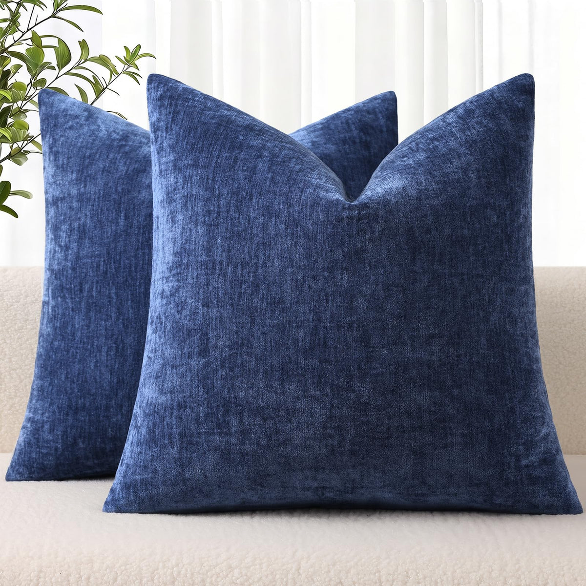 decorUhome Soft Chenille Blush Pink Throw Pillow Covers 18X18 Set of 2