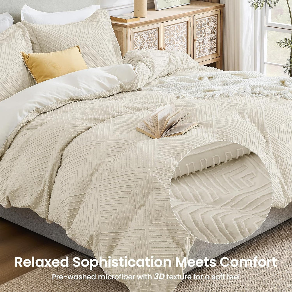 JOLLYVOGUE Duvet Cover Queen, 3-Piece, Ultra Soft Pre-Washed Microfiber