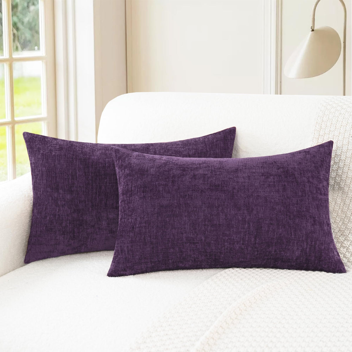 CaliTime Decorative Couch Throw Pillow Covers 18 X 18 Inches Navy Blue