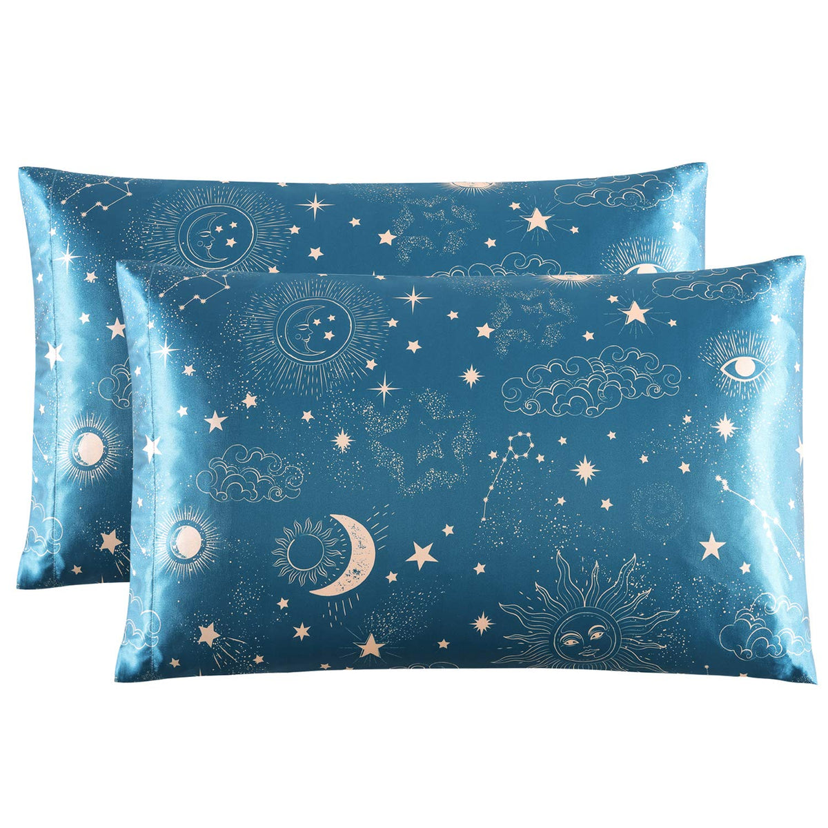 EXQ Home Satin Pillowcase for Hair and Skin Queen - Printed Black Sun