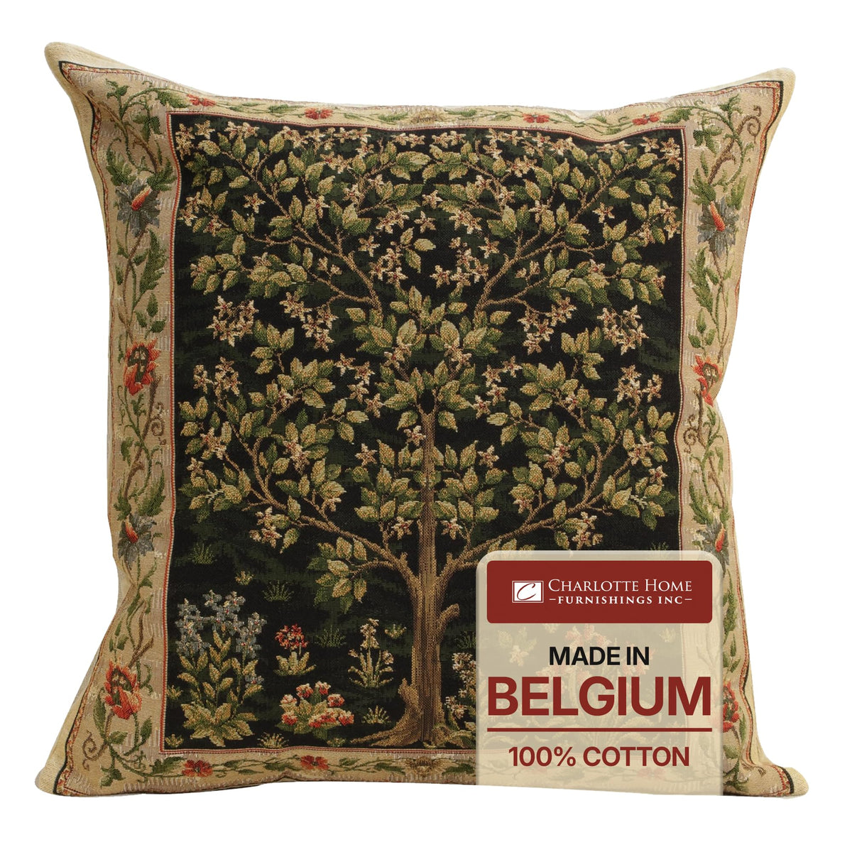 William Morris Tree of Life Light Tapestry Throw Pillow Cover 18 x 18 in