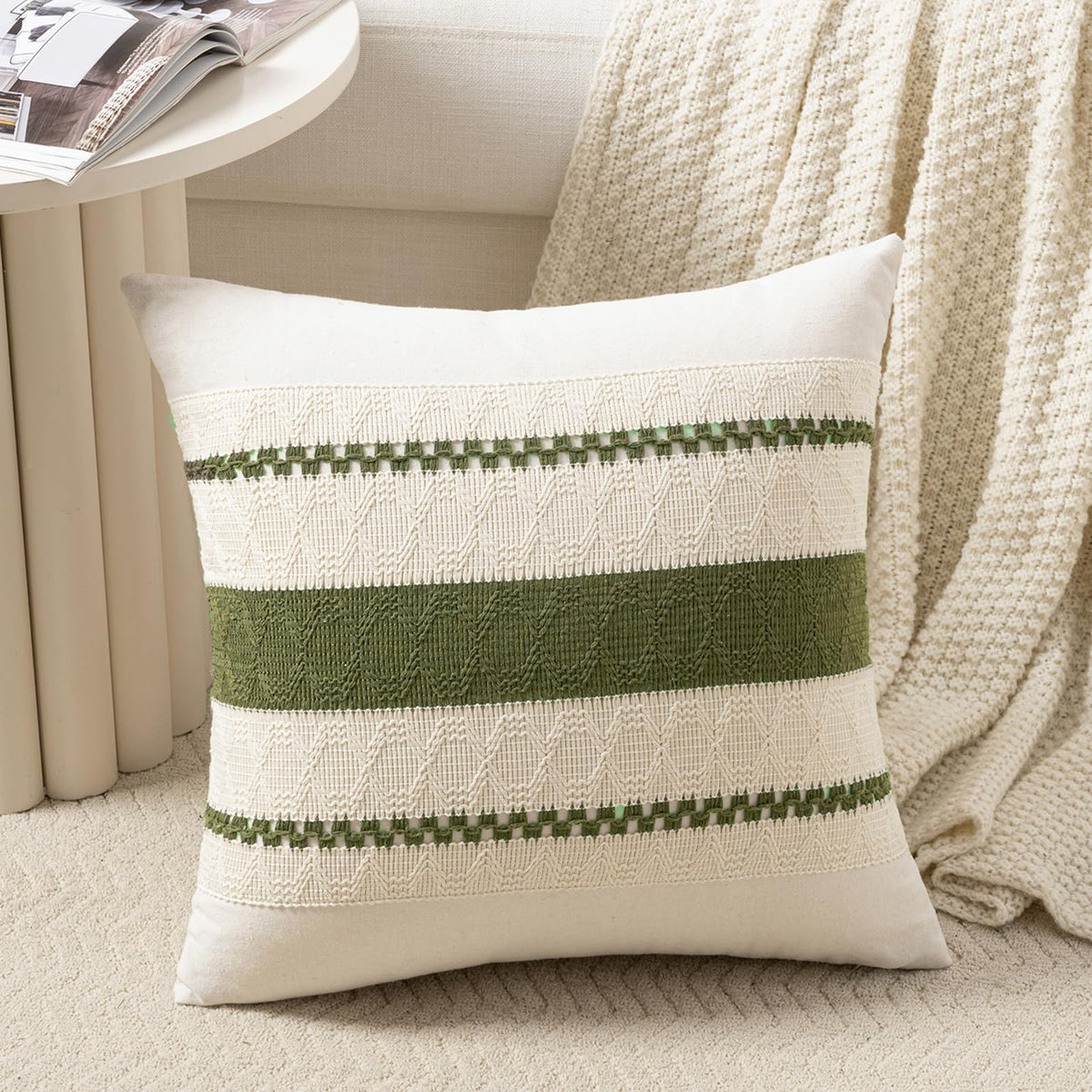 Fancy Homi Set of 1 Navy Blue Lumbar Decorative Throw Pillow Covers 12x20 Inch for Couch Bed Sofa Living Room, Soft Cotton blend Woven Textured Cushion Case