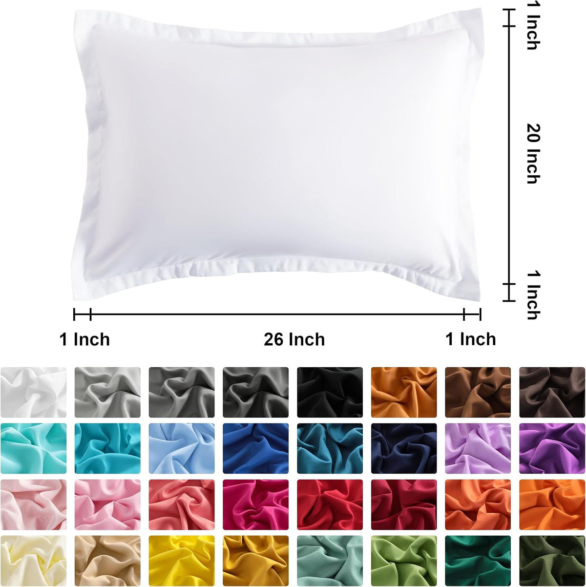 NTBAY Standard Pillow Shams, Set of 2, Microfiber, White
