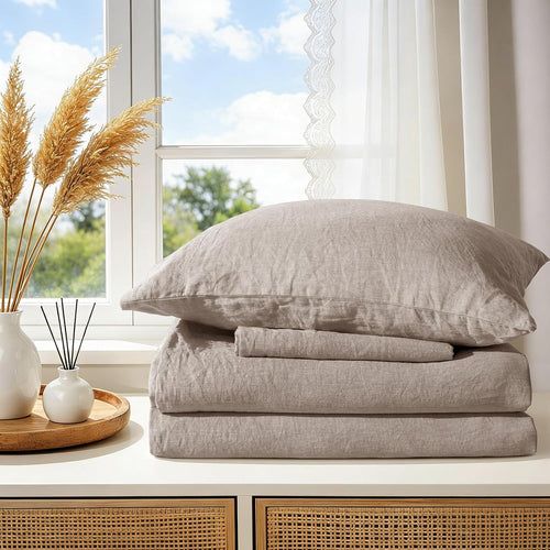 100% Pure Linen Duvet Cover Set 3 Pcs Soft Comforter Cover Sets King Size