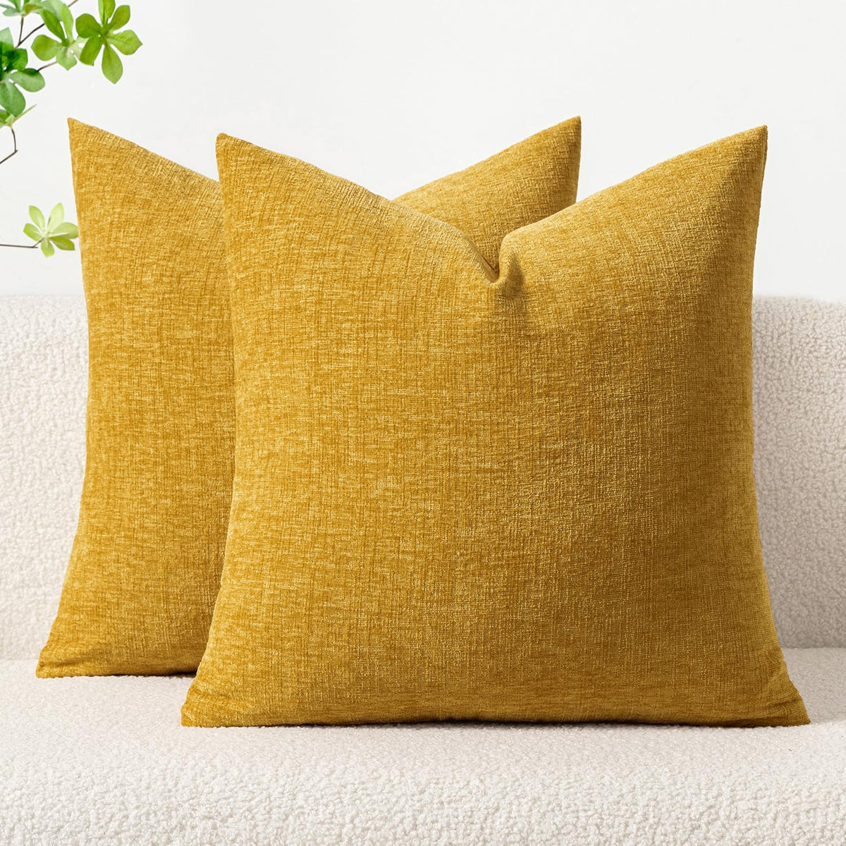 MIULEE Soft Chenille Throw Pillow Covers Sage Green 18x18 Inch Pack of 2