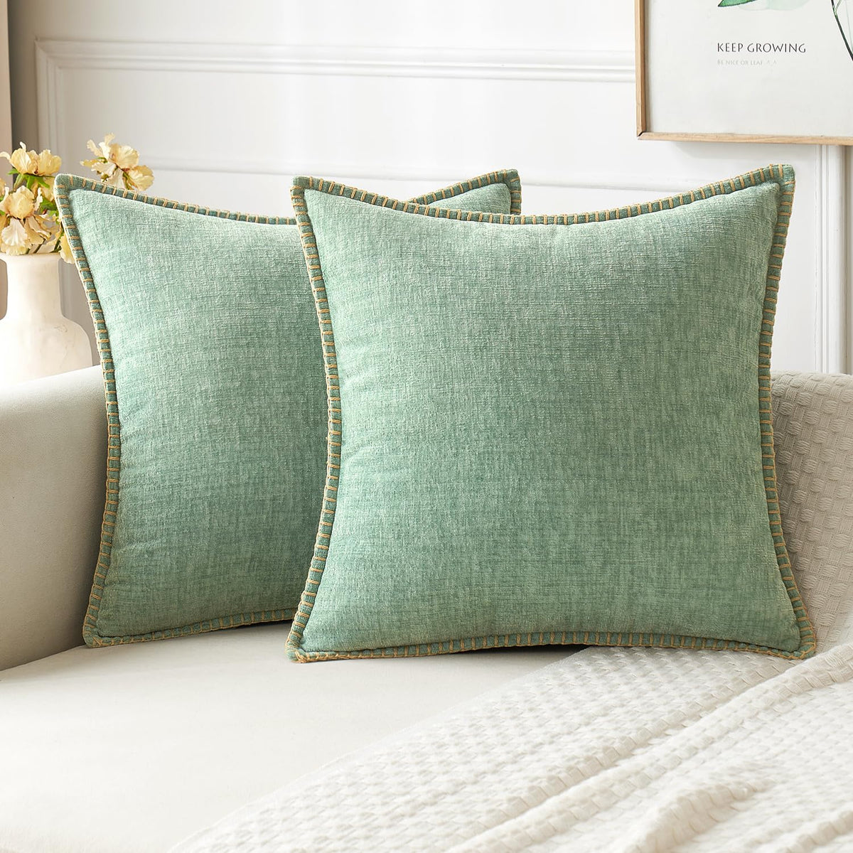 MIULEE Decorative Couch Throw Pillow Covers 18x18 Inch Navy 2 Pack
