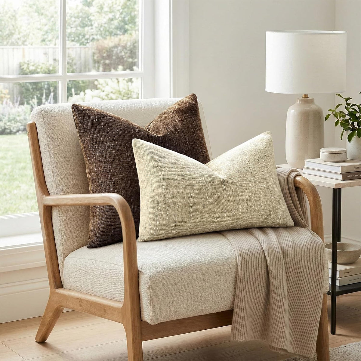 decorUhome Chenille Decorative Throw Pillow Covers 18x18 Set of 2, Brown