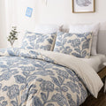 meadow park Cotton Clipped Jacquard Duvet Cover Set King, 3 Pieces Jacobean Floral Bedding Set (Pink, King)