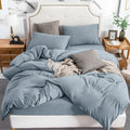 PURE ERA Jersey Knit Duvet Cover Set 100% T-Shirt Cotton Super Soft Comfy 3pc Bedding Set with Zipper Closure (Heather Beige, Queen)