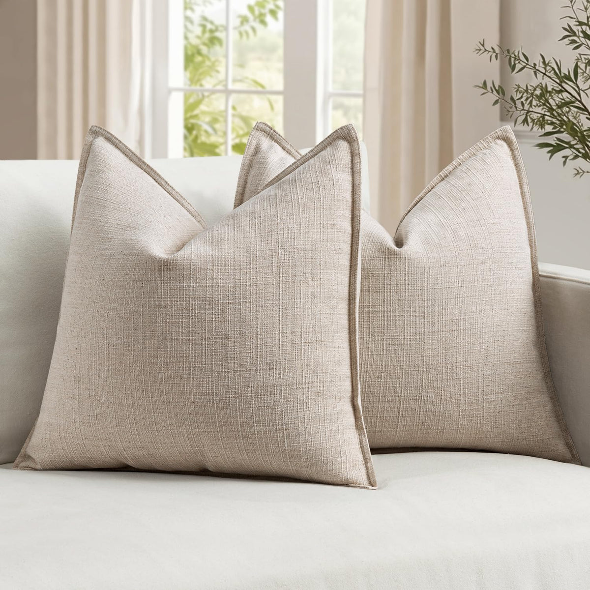 MIULEE Thick Textured Rust Decorative Fall Throw Pillow Covers 20x20 Inch
