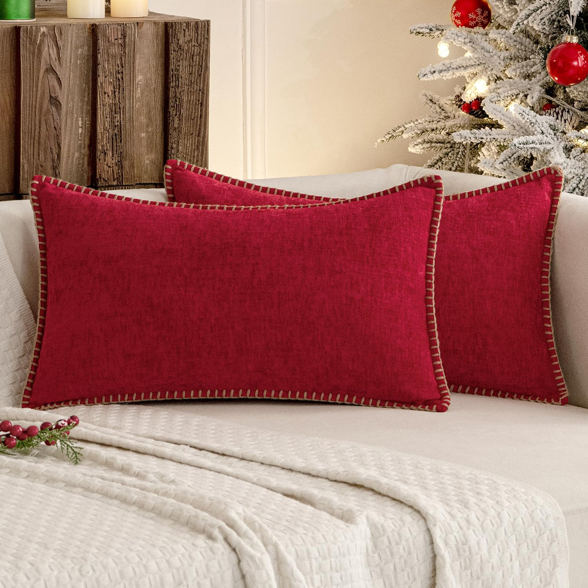MIULEE Decorative Couch Throw Pillow Covers 18x18 Inch Navy 2 Pack