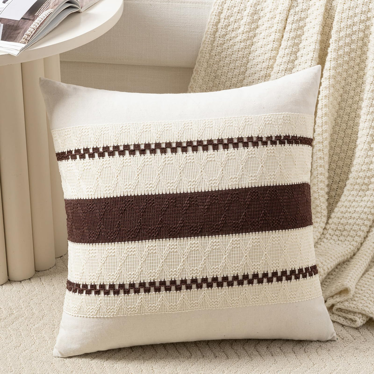 Fancy Homi Set of 1 Navy Blue Lumbar Decorative Throw Pillow Covers 12x20 Inch for Couch Bed Sofa Living Room, Soft Cotton blend Woven Textured Cushion Case