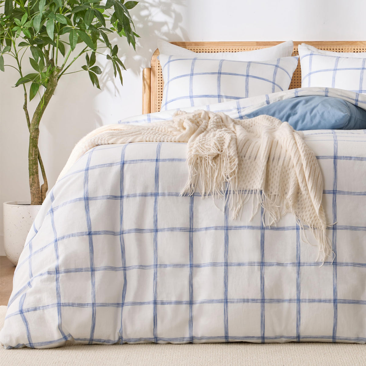 Cream Duvet Cover Queen Size 100% Sandwashed Cotton
