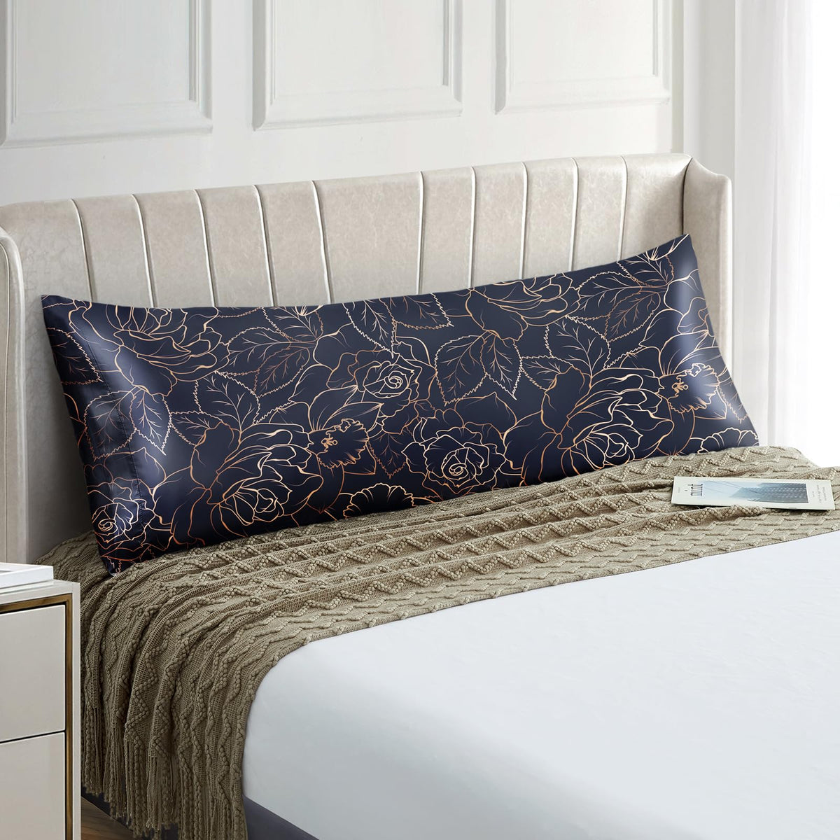 EXQ Home Satin Pillowcase for Hair and Skin Queen - Printed Black Sun