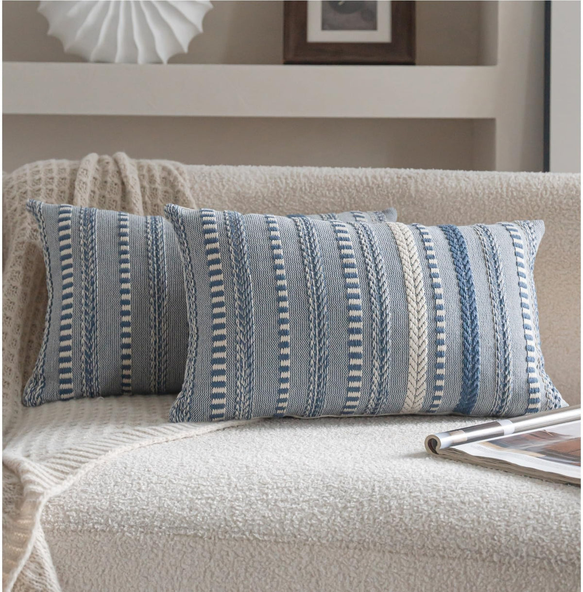 Cethom Boho Throw Pillow Covers 18x18 Inch Set of 2, Farmhouse Decorative Couch Pillow Cases, Black Accent Pillows of Bed, Sofa Bedroom Living Room Home Decor Cushion Cover