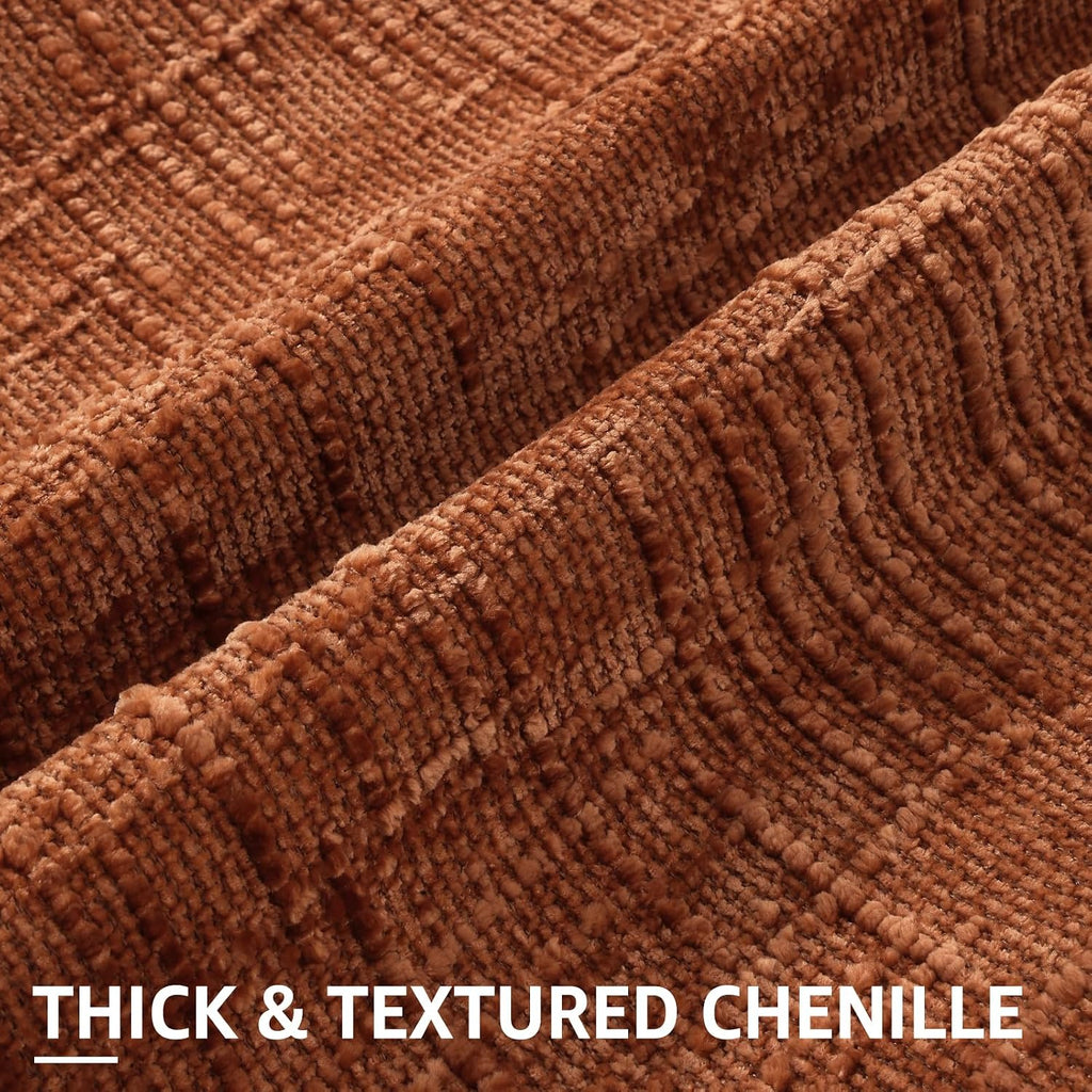 decorUhome Textured Chenille Throw Pillow Covers 18x18 Set of 2 Rust