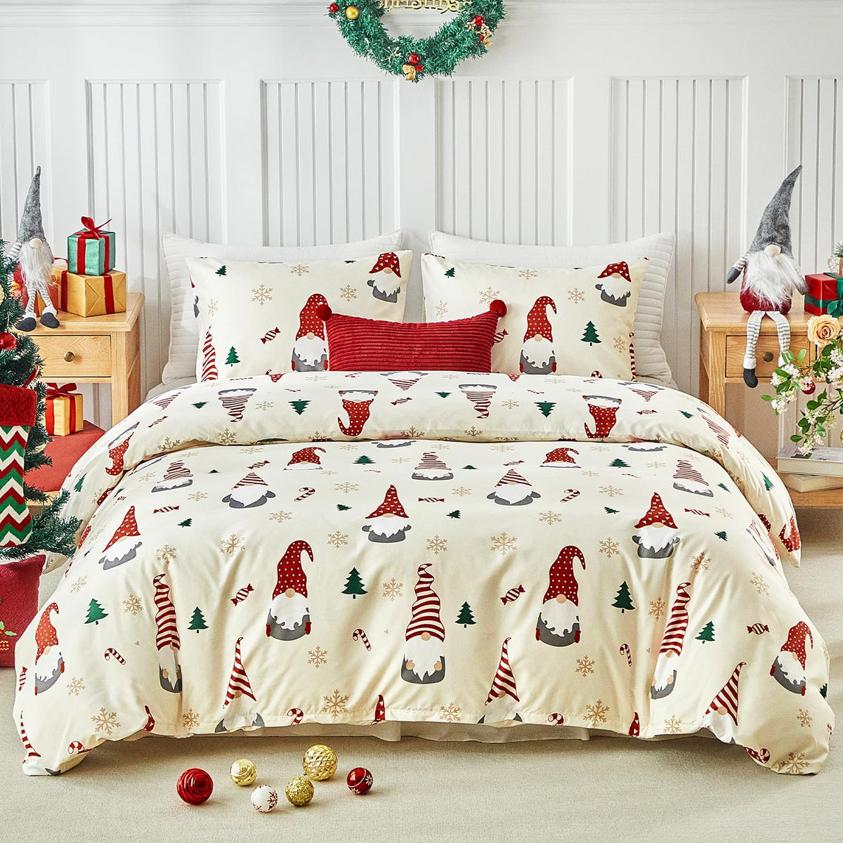 Lekesky Floral Duvet Cover Queen Size 3-Piece, Sage Green