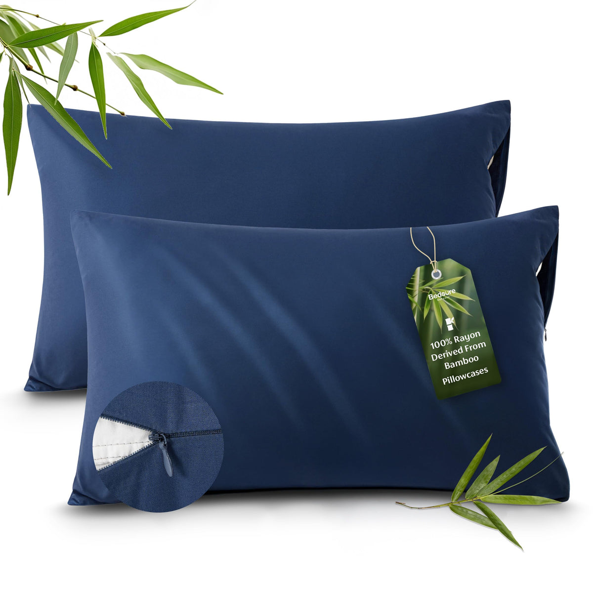 Bedsure Zipper Pillow Cases Standard Size from Rayon Derived from Bamboo