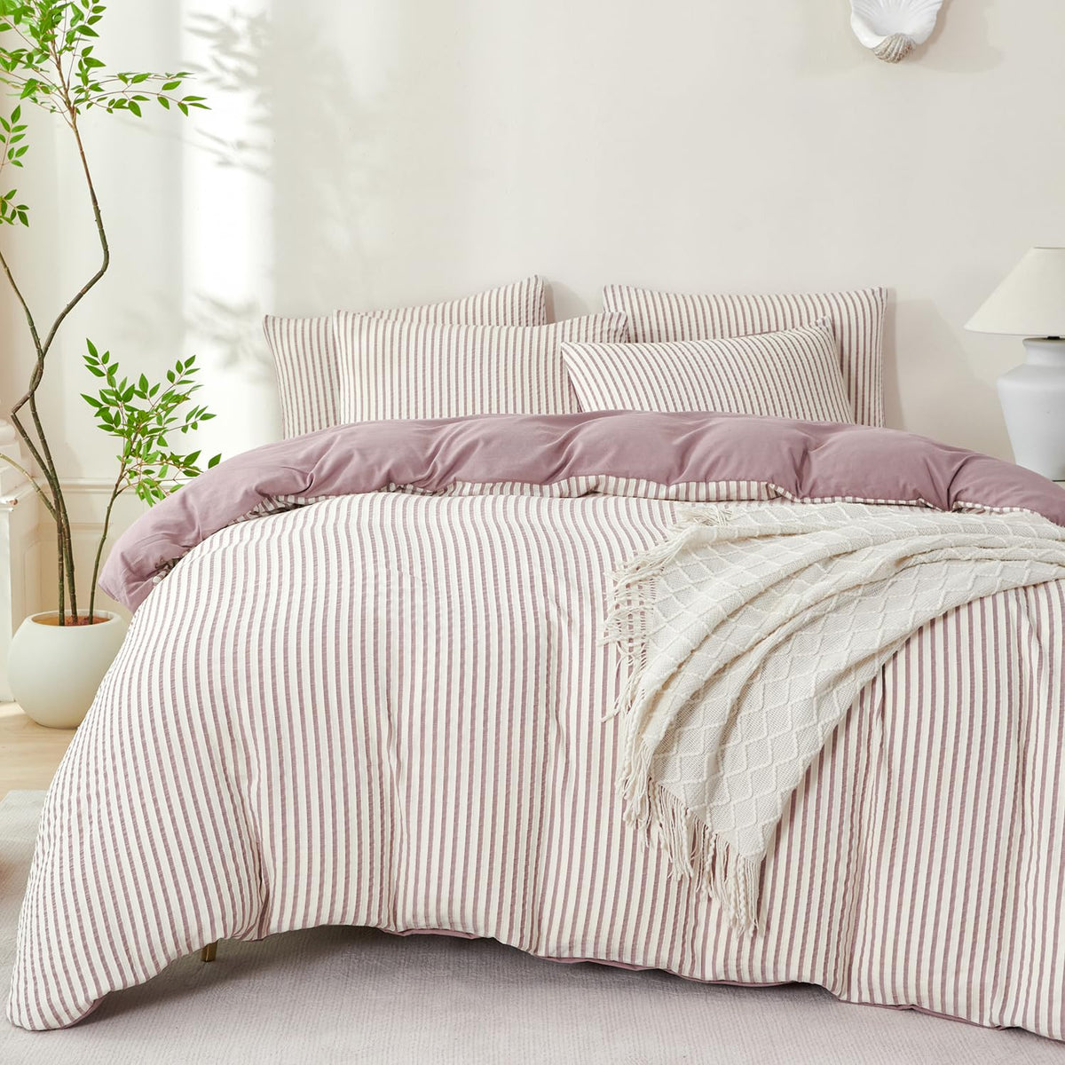 King Size Duvet Cover Set Floral Luxury Soft Brushed Microfiber Crinkle Gauze Fabric 3 Pieces Bedding Set Flower Pattern Duvet Cover King with Zipper Closure Breathable Comfy
