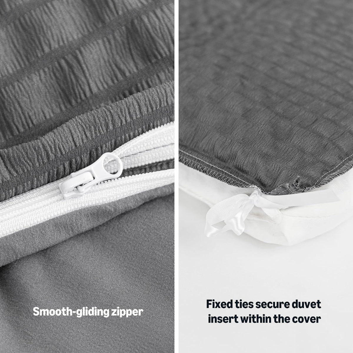 Amazon Basics Duvet Cover Set with Jacquard Geometric Pattern, 3-Piece with 1 Duvet Cover and 2 Pillow Shams, Comforter Not Included, Queen, Dark Gray