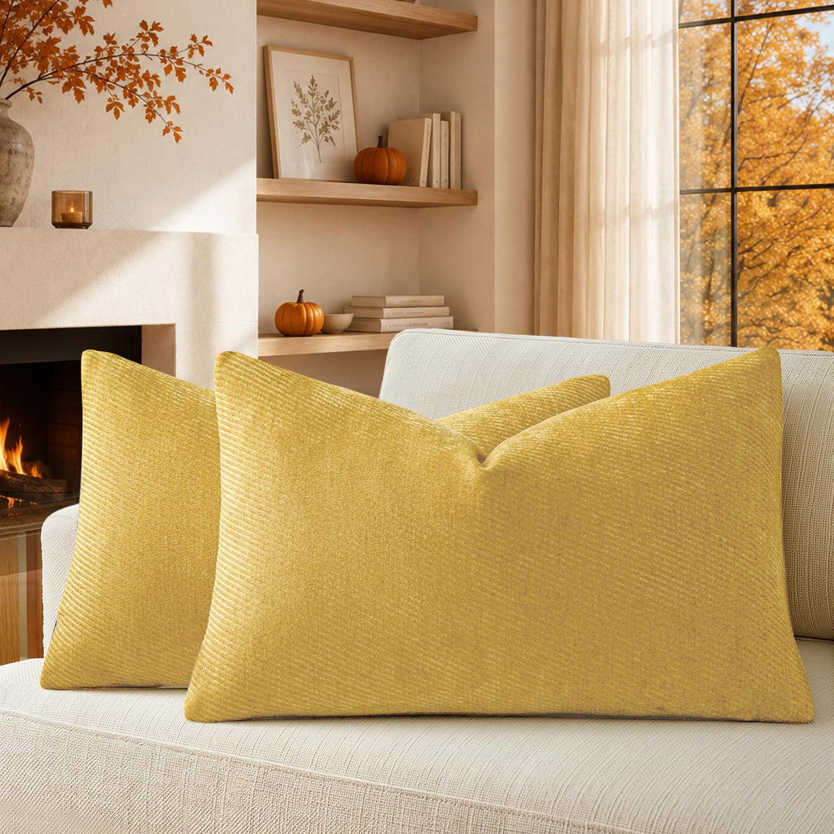 a moment Fall Decorative Throw Pillow Covers Pack of 2,12x20 Inch Rust