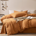 JELLYMONI 100% Cotton King Duvet Cover Set, Washed Linen-Like Texture