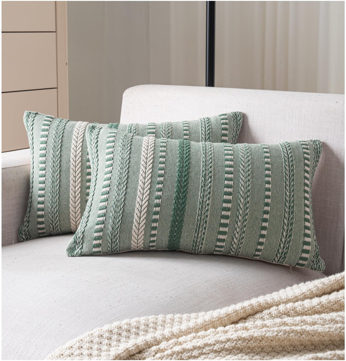 Cethom Boho Throw Pillow Covers 18x18 Inch Set of 2, Farmhouse Decorative Couch Pillow Cases, Black Accent Pillows of Bed, Sofa Bedroom Living Room Home Decor Cushion Cover