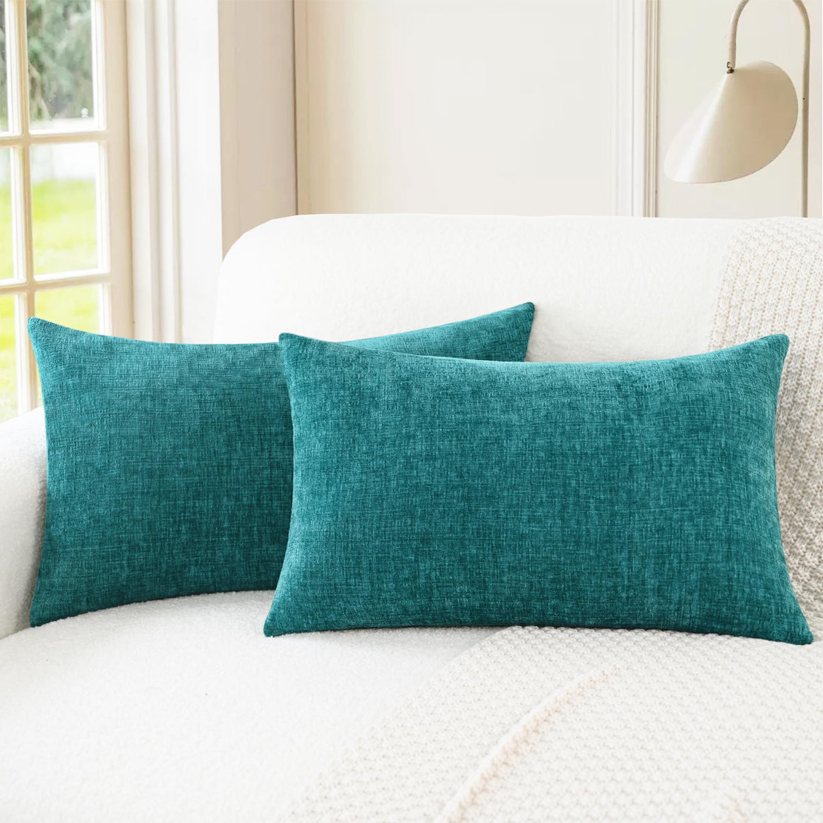 CaliTime Decorative Couch Throw Pillow Covers 18 X 18 Inches Navy Blue