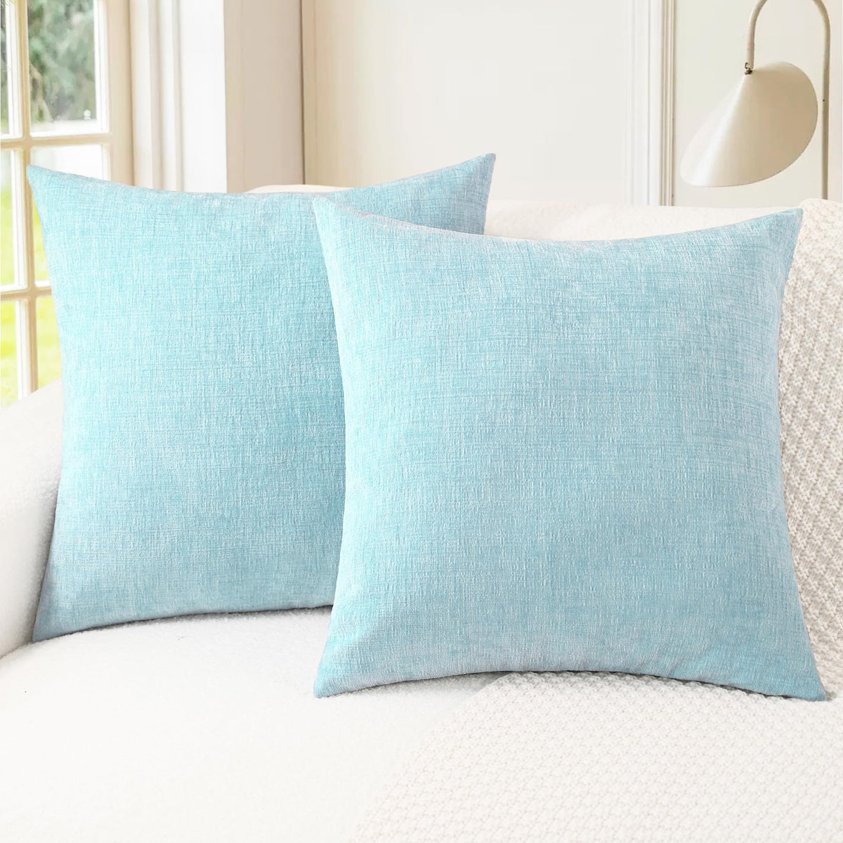 CaliTime Decorative Couch Throw Pillow Covers 18 X 18 Inches Navy Blue