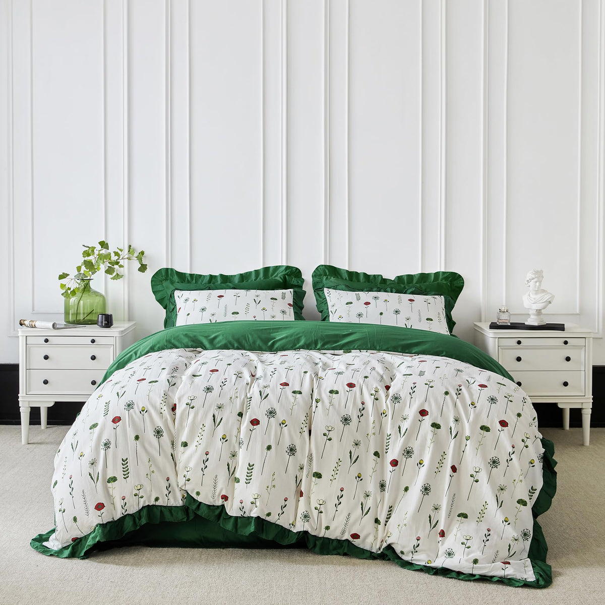 SUSYBAO Taupe Geometric Duvet Cover Queen 100% Cotton 3 Pieces Set