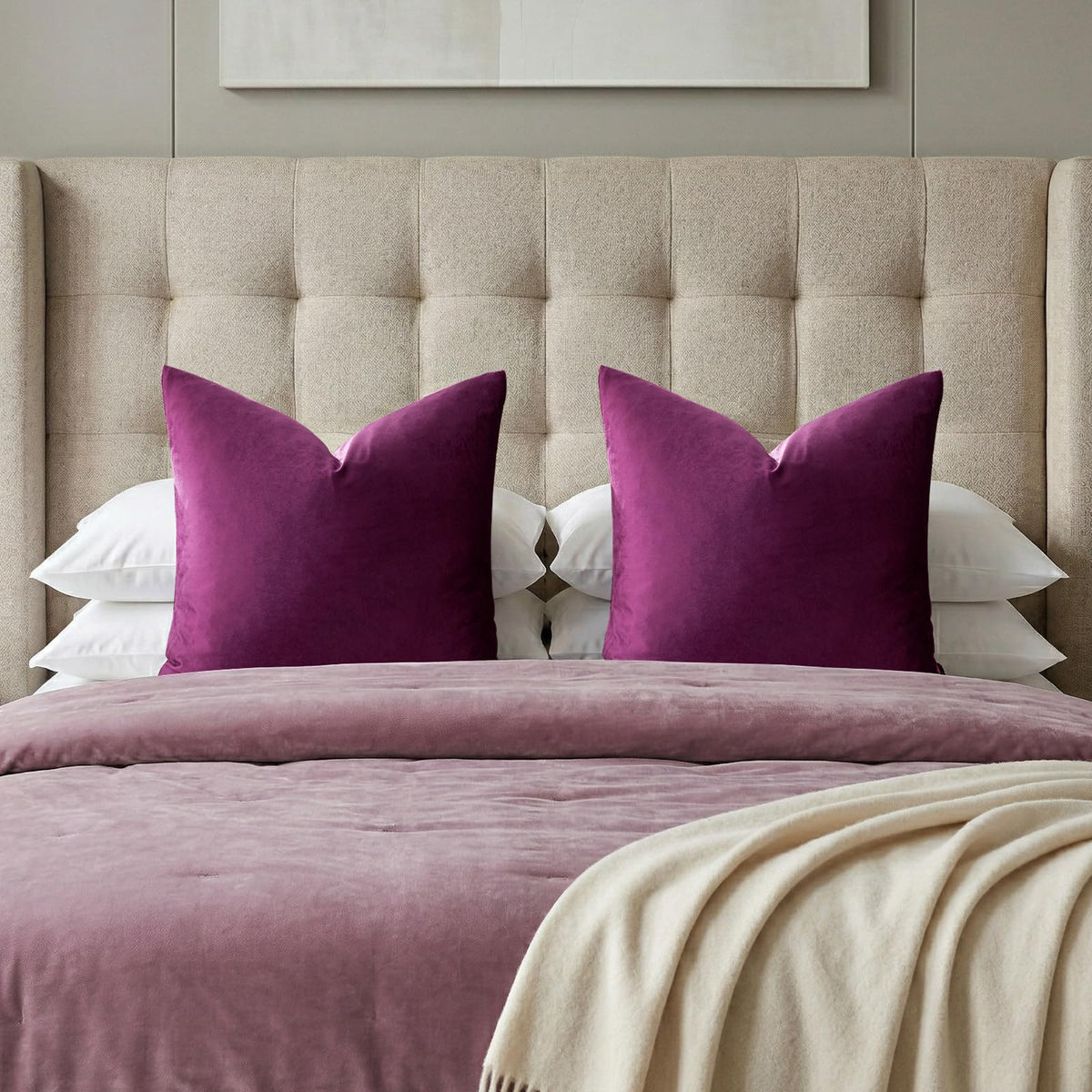 GIGIZAZA Hot Pink Velvet Pillow Covers 18x18 Decorative Pillows Pack of 2