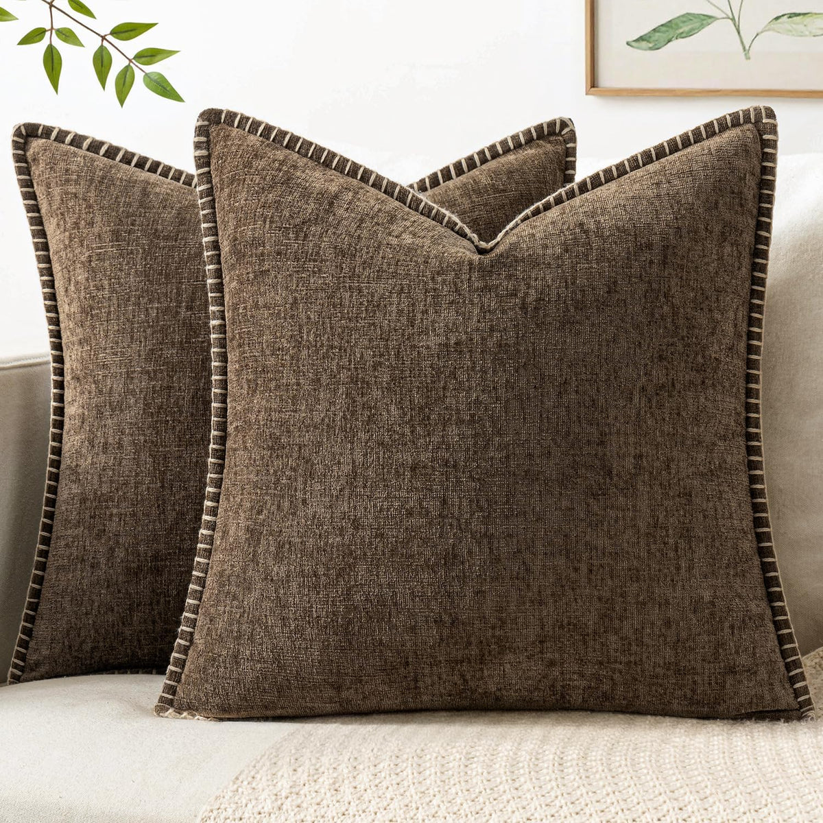 MIULEE Decorative Couch Throw Pillow Covers 18x18 Inch Navy 2 Pack