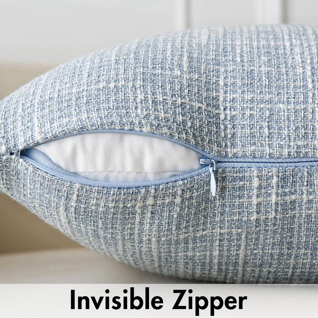 MIULEE Burlap Linen Throw Pillow Covers 18x18 Inch Set of 2 Light Blue