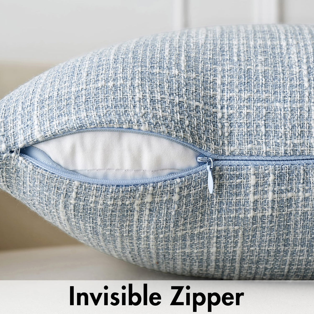 MIULEE Burlap Linen Throw Pillow Covers 18x18 Inch Set of 2 Light Blue