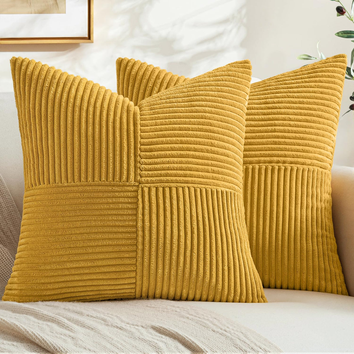 MIULEE Black Decorative Throw Pillow Covers for Couch 18x18 Inch