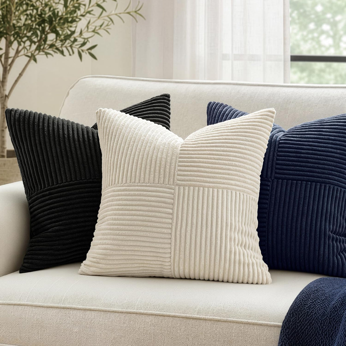 MIULEE Black Decorative Throw Pillow Covers for Couch 18x18 Inch