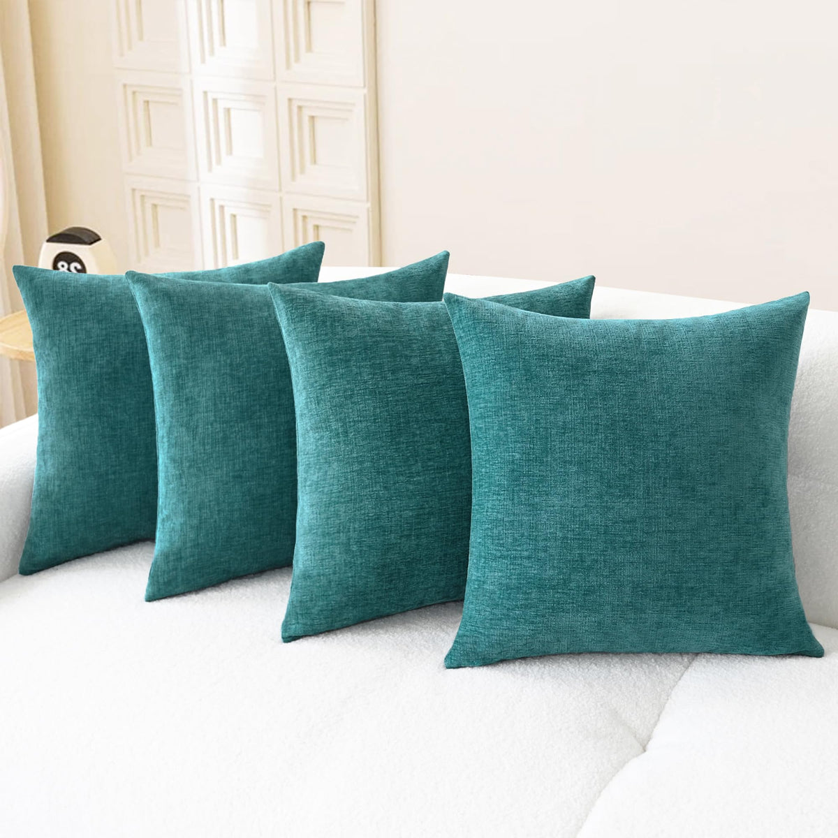 CaliTime Decorative Couch Throw Pillow Covers 18 X 18 Inches Navy Blue