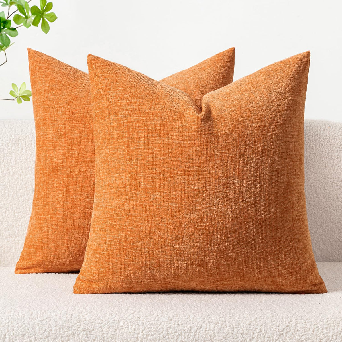 MIULEE Soft Chenille Throw Pillow Covers Sage Green 18x18 Inch Pack of 2