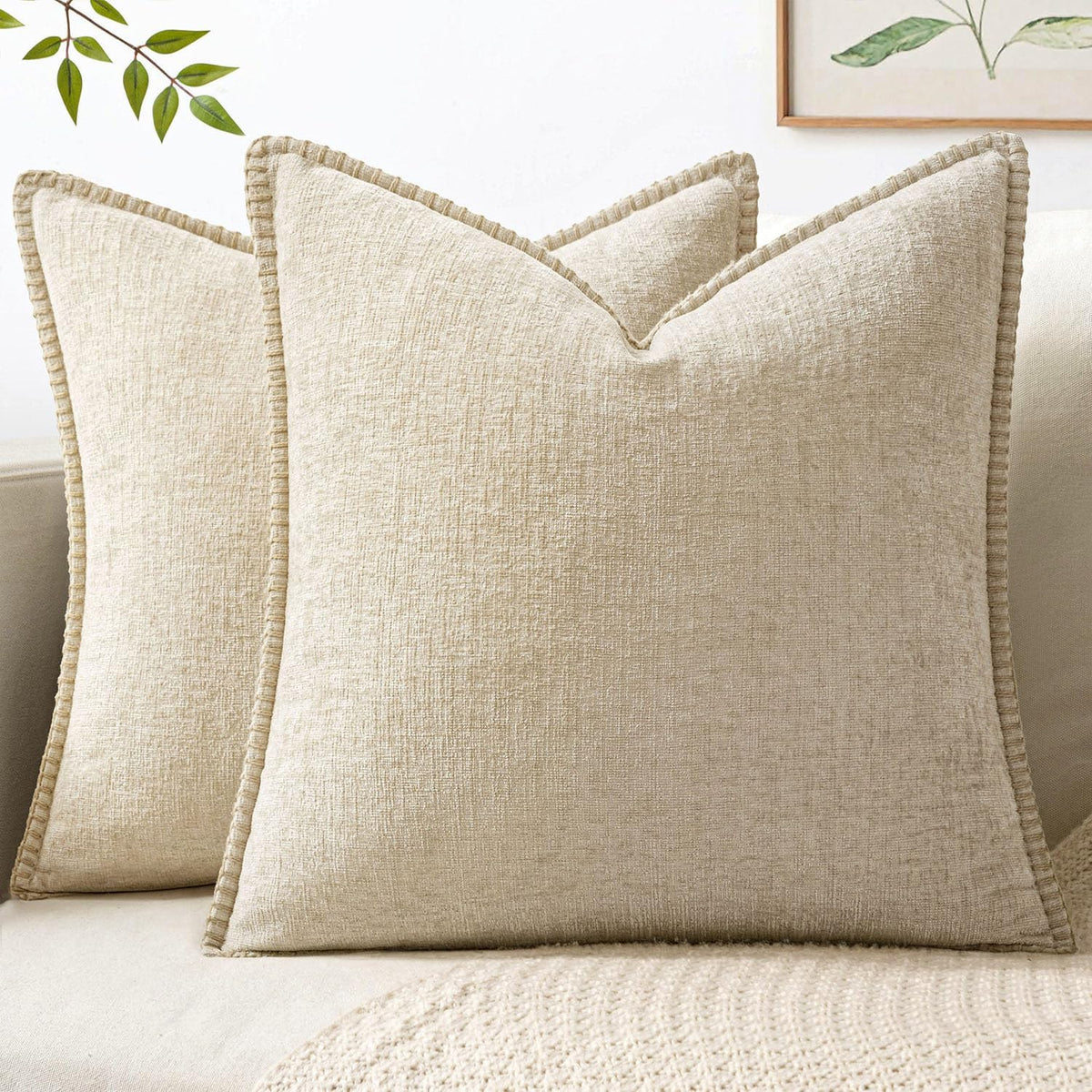 MIULEE Decorative Couch Throw Pillow Covers 18x18 Inch Navy 2 Pack