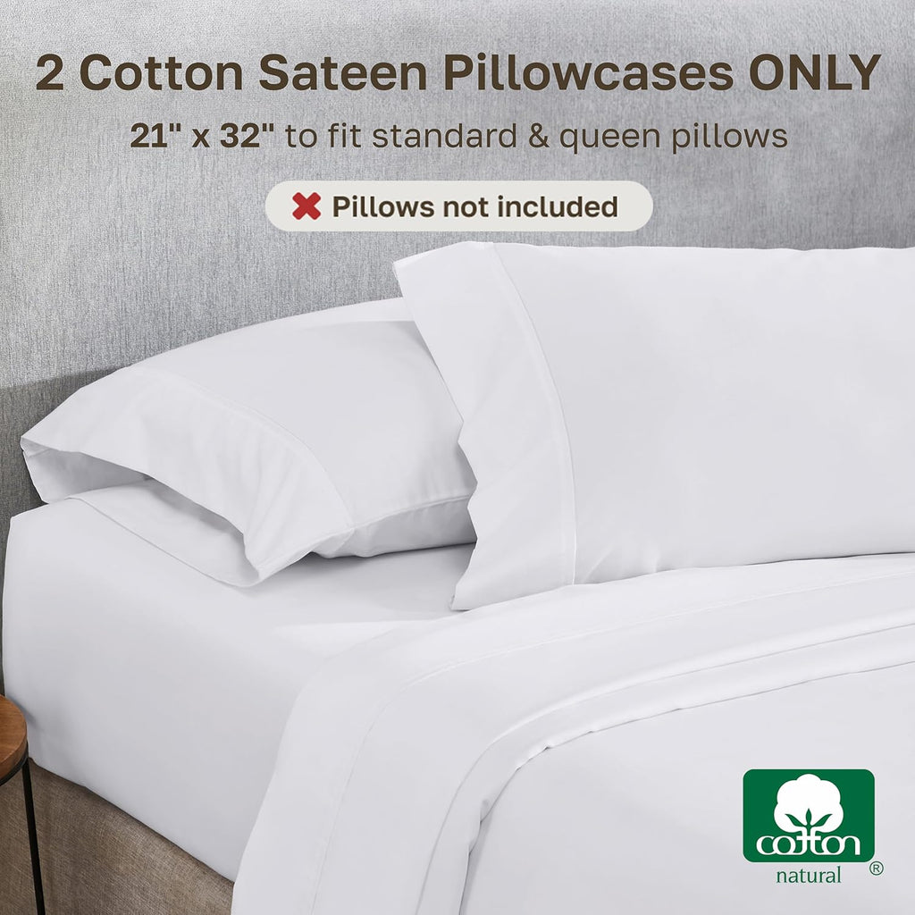 California Design Den 2-Pack Pillow Cases Standard Size, 100% Cotton Sateen