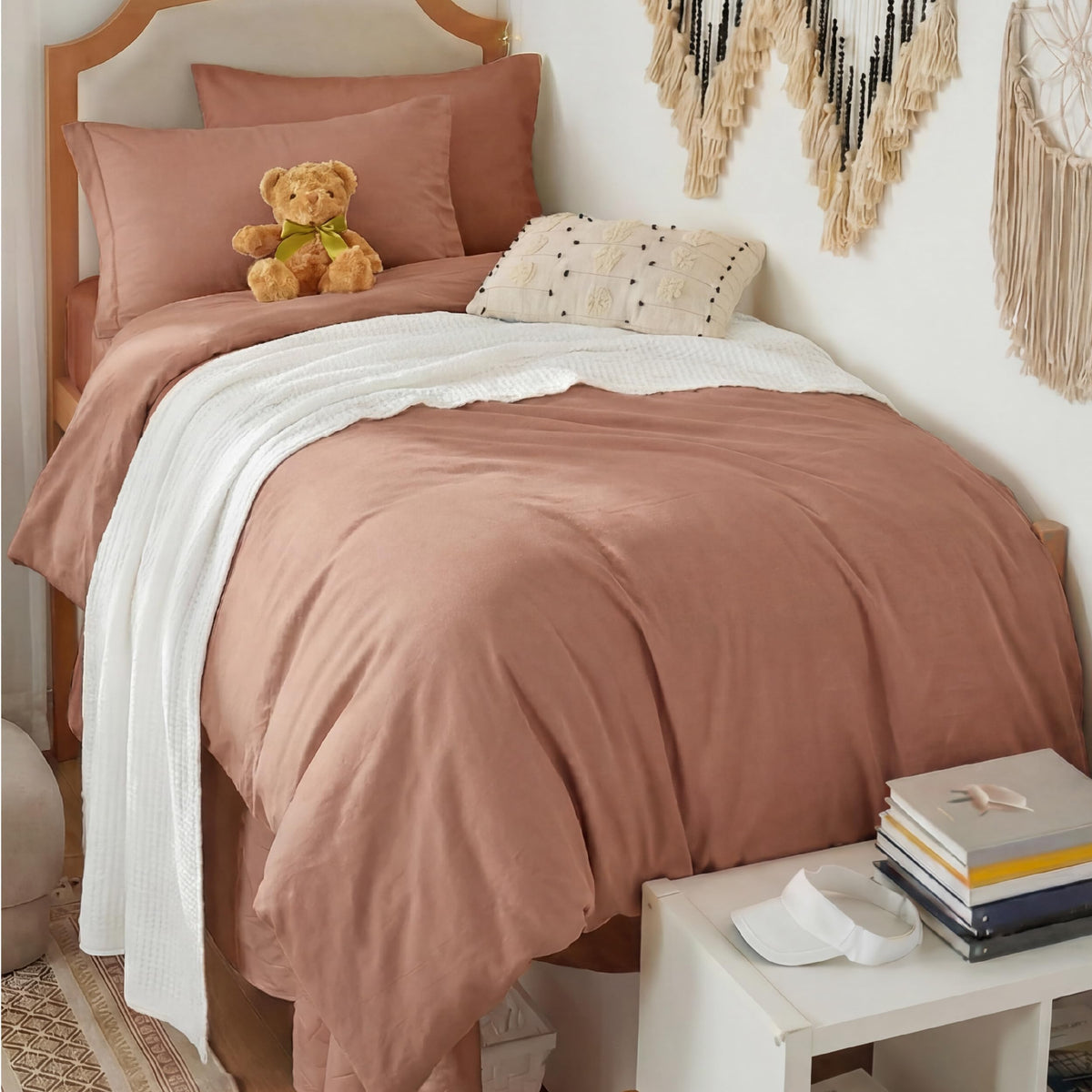 Bedsure Prewashed Duvet Cover Queen, Cotton-Like Soft Bedding Set, Beige