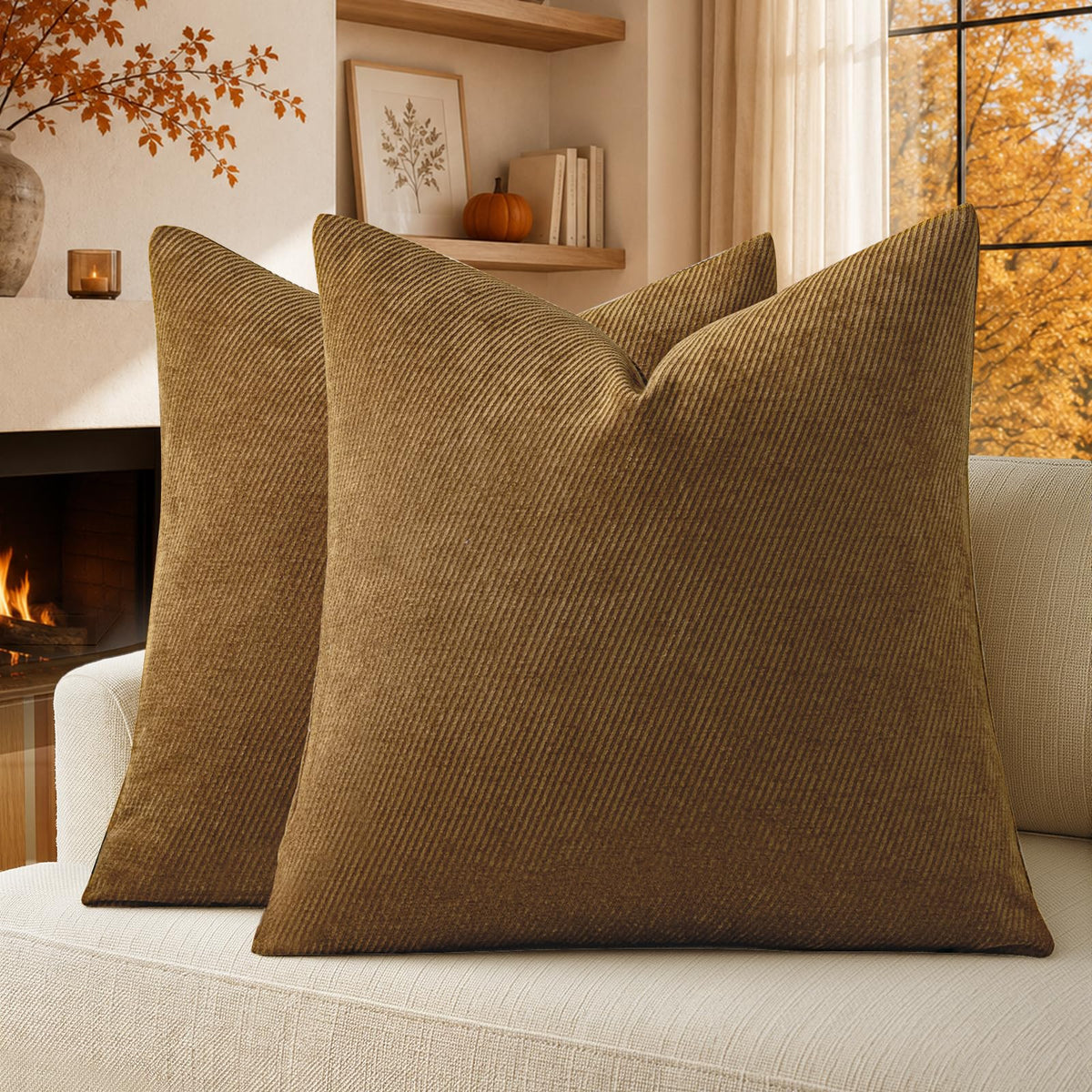 a moment Fall Decorative Throw Pillow Covers Pack of 2,12x20 Inch Rust