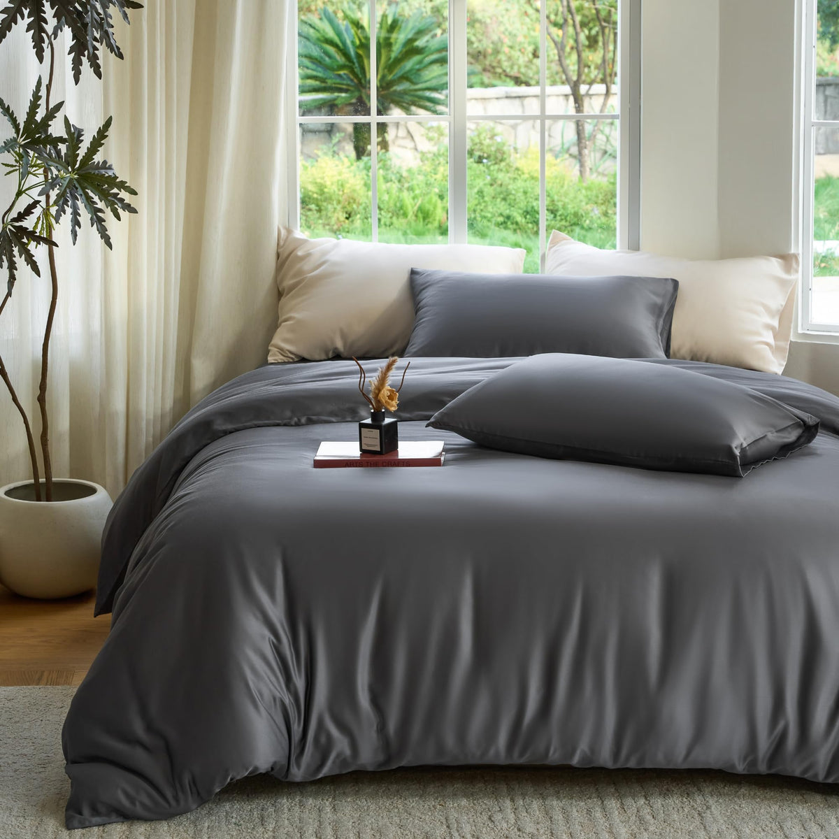 DOZ Duvet Cover Set, 100% Viscose derived from Bamboo, Organically Grown, Buttery Soft, Cooling Duvet Covers, High GSM, 1 Duvet Cover and 2 Pillowcases, 90"x90" (Sage, Full/Queen)